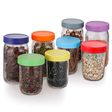 Aozita Colored Wide Mouth Mason Jar Lids - Leak-Proof 16 Pack