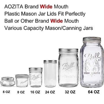 Aozita Colored Wide Mouth Mason Jar Lids - Leak-Proof 16 Pack