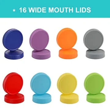 Aozita Colored Wide Mouth Mason Jar Lids - Leak-Proof 16 Pack