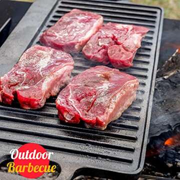 Overmont 17x9.8" Cast Iron Griddle Grill Pan with Scrapers