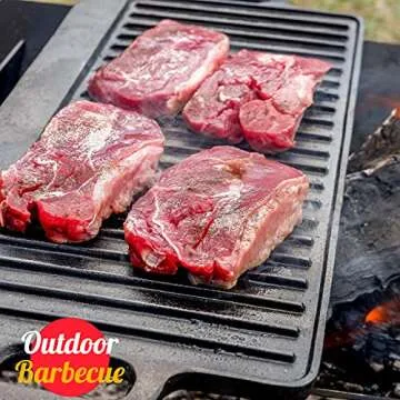 Overmont 17x9.8" Cast Iron Griddle Grill Pan with Scrapers