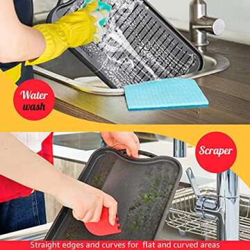 Overmont 17x9.8" Cast Iron Griddle Grill Pan with Scrapers