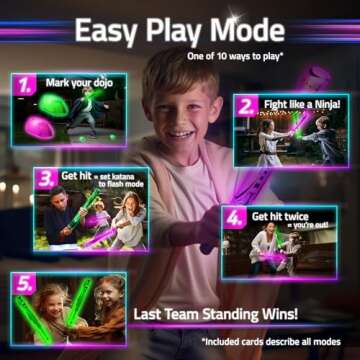 Ninja Toys Meet Samurai Swords in Glow Battle | Ninja Toys for Boys | Ages 8-12+, 2-4 Players | Kids Sword Game | Glow in The Dark Games | Glow Swords for Kids 8-12+ | A Thrilling Ninja Sword Game!