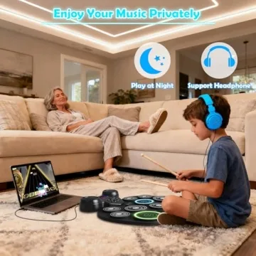 Electric Drum Set with LED Lights for Kids & Adults