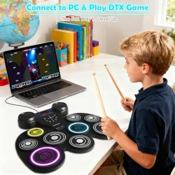 Electric Drum Set with LED Lights for Kids & Adults