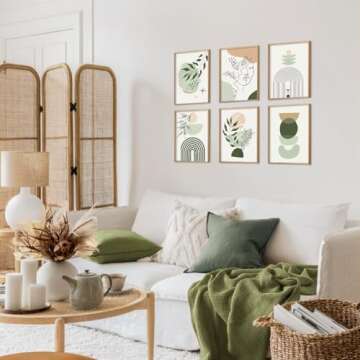 Sage Green Boho Wall Decor Poster Set for Home
