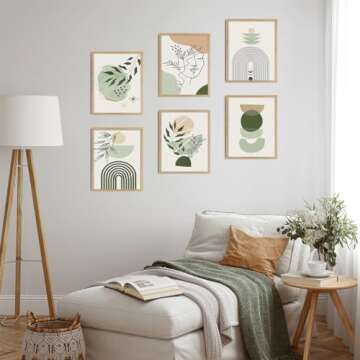 Sage Green Boho Wall Decor Poster Set for Home