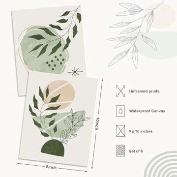 Sage Green Boho Wall Decor Poster Set for Home