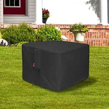 SheeChung Fire Pit Cover - Waterproof 600D Heavy Duty Square Patio Fire Pit Table Cover Black (Square - 28"L x 28"W x 25"H)-Fits 24-28 inch Fire Pit Table Cover