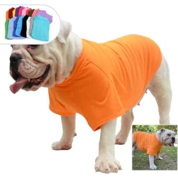 Lovelonglong Bulldog Clothes Dog Clothing Blank T-Shirt Tee Shirts for French Bulldog English Bulldog American Pit Bull Pugs 100% Cotton Skin Care Orange B-XL
