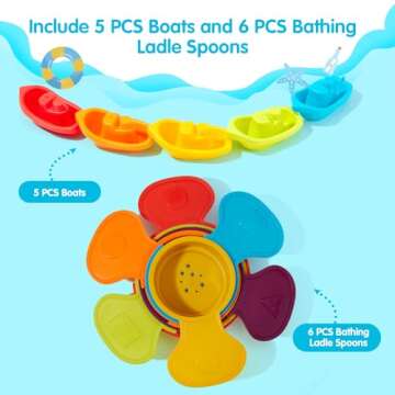 AMCHSURI Baby Bath Toys for Kids Ages 1-3, 11 PCS Mold Free Toddler Bath Toys for 2-4 Bathtub Water ...