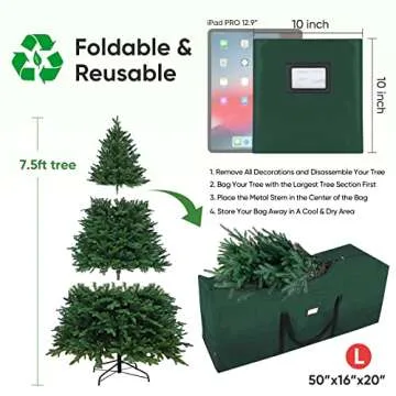 BALEINE 7.5 ft Christmas Tree Storage Bag with Zippers