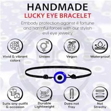 Black String Evil Eye Bracelet – Adjustable Wax Nylon Cord Talisman | Handmade Protection Amulet with Blue Turkish Glass Bead for Men, Women & Teens
