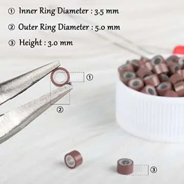 NIACONN 1000Pcs MicroLink Beads for Hair Extensions, 5mm Silicone Lined Beads Microlink Rings Hair Extensions Tool-Brown