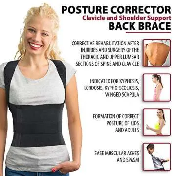 ORTONYX Comfort Posture Corrector Back Brace for Woman and Men, Scoliosis Hunchback Kyphosis Correction/XS
