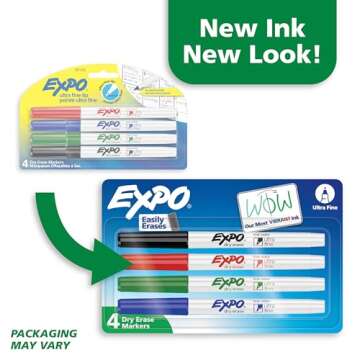 EXPO Ultra Fine Tip Dry Erase Markers, Assorted Colors, 4 Count