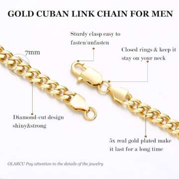 Gold Plated Cuban Link Chain for Men by OLARCU