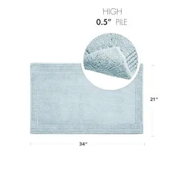 Madison Park Signature Splendor Reversible 100% Cotton Tufted Bathroom Rug-3000 GSM Hotel Quality Lu...