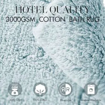 Madison Park Signature Splendor Reversible 100% Cotton Tufted Bathroom Rug-3000 GSM Hotel Quality Luxurious Plush High Pile Bath Mat Absorbent, Quick Dry, Shower Room Décor, 21x34, Blue