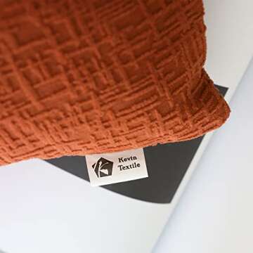 Kevin Textile Fall Decor Solid Decorative Toss Euro Pillow Cover Case Striped Corduroy Cushion Cover for Sofa, Burnt Brick, 18x18-inch (45cm), 2 Pieces