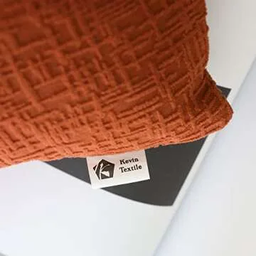 Kevin Textile Fall Decor Solid Decorative Toss Euro Pillow Cover Case Striped Corduroy Cushion Cover for Sofa, Burnt Brick, 18x18-inch (45cm), 2 Pieces