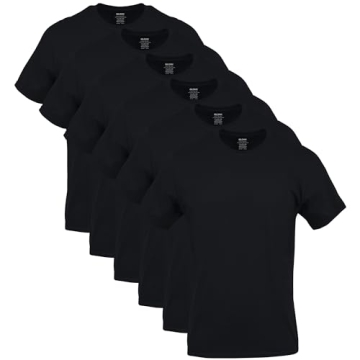 Gildan Men's X-Large Crew T-Shirts, 6-Pack, Black - Comfortable & Durable