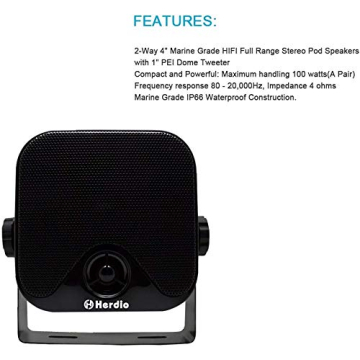 Heavy Duty Waterproof 4 Inch Marine Speakers for Any Vehicle