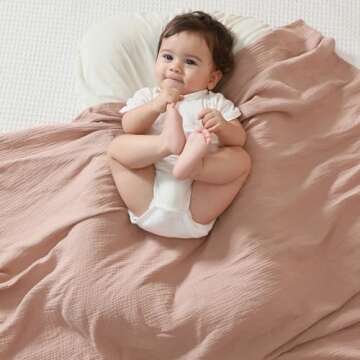 JELLYMONI Muslin Swaddle Blankets for Unisex, 2 Pack Newborn Receiving Blanket, Large 47 x 47 inches Soft Breathable Muslin Baby Blanket for Newborn Boys & Girl