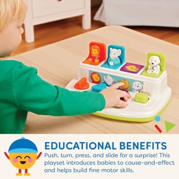 Interactive Battat Pop-Up Pals Cause-and-Effect Toy for Toddlers
