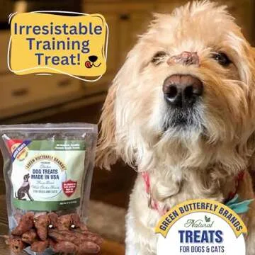 Green Butterfly Brands Freeze Dried Chicken Heart Dog Treats Made In USA. All Natural Freeze-Dried Raw Snacks for Dogs and Cats. One Ingredient. High Protein. Heart Health. Irresistible Training Treat