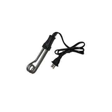 Dual Voltage 300 to 1300 Watt 110V Black Travel Kit Great for Heating Boiling Chocolate Coffee Tea Drinking Water Heater Immersion Portable Boiler Stainless Steel Element Coil USA to Europe A