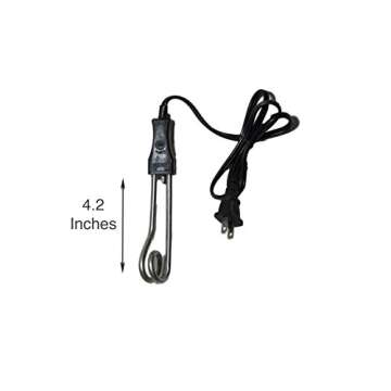 Dual Voltage 300 to 1300 Watt 110V Black Travel Kit Great for Heating Boiling Chocolate Coffee Tea Drinking Water Heater Immersion Portable Boiler Stainless Steel Element Coil USA to Europe A