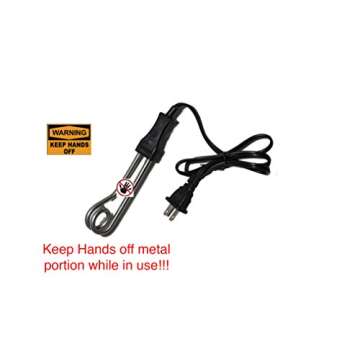 Dual Voltage 300 to 1300 Watt 110V Black Travel Kit Great for Heating Boiling Chocolate Coffee Tea Drinking Water Heater Immersion Portable Boiler Stainless Steel Element Coil USA to Europe A