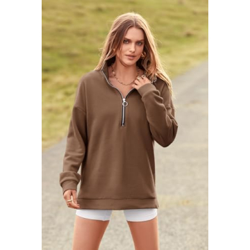 PRETTYGARDEN Women's 1/4 Zip Pullover Casual Sweatshirt