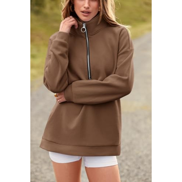 PRETTYGARDEN Women's 1/4 Zip Pullover Casual Sweatshirt