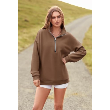 PRETTYGARDEN Women's 1/4 Zip Pullover Casual Sweatshirt