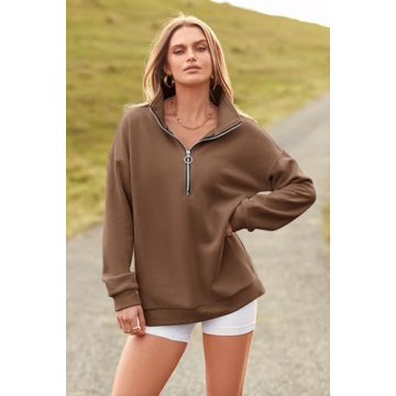 PRETTYGARDEN Women's 1/4 Zip Pullover Casual Sweatshirt