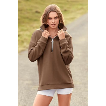 PRETTYGARDEN Women's 1/4 Zip Pullover Casual Sweatshirt