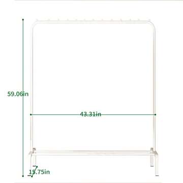 YAYI Clothes Rack Clothes Rail Metal Garment Rack Clothes Hanger Stand with Top Rod and Lower Storage,White