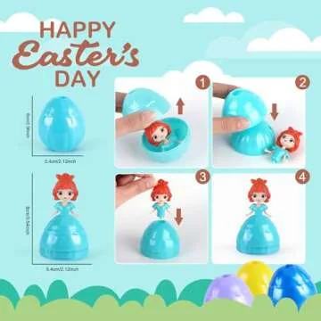 Konijiwa Easter Princess Eggs for Kids, 12 Piece Set