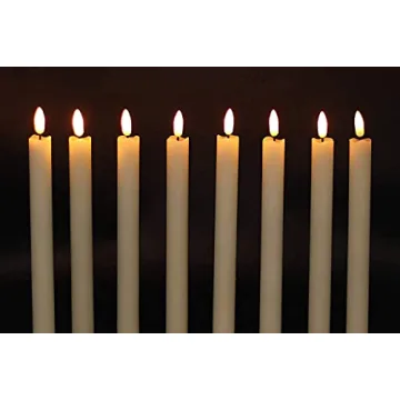 GenSwin Flameless Ivory Taper Candles Flickering with 10-Key Remote, Battery Operated Led Warm 3D Wick Light Window Candles Real Wax Pack of 6, Christmas Home Wedding Decor(0.78 X 9.64 Inch)