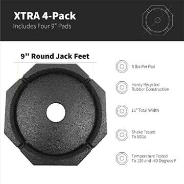 SnapPad Xtra (4-Pack) | Four-Point RV Leveling System Featuring 9” Round Jack Feet | Adds 61% Addi...