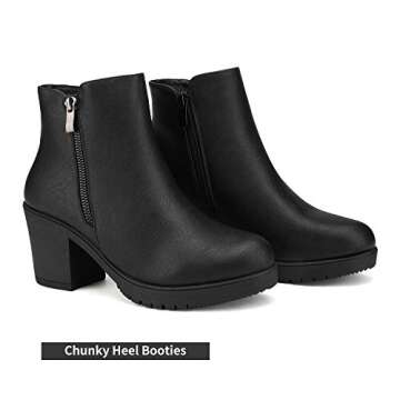 DREAM PAIRS Women's Ankle Boots Chunky Heel Platform Fall Heeled Short Booties Shoes,Size 7,Black/Pu...