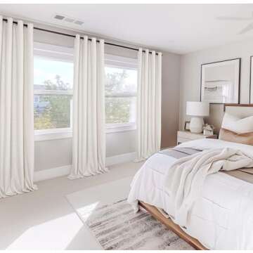 100% Blackout Shield Linen Blackout Curtains for Bedroom, Thermal Insulated Curtains 90 Inch Length 2 Panels Set, Grommet Drapes for Living Room, 50” W x 90” L, Beige