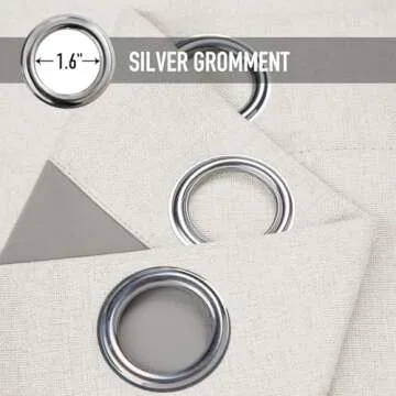 100% Blackout Shield Linen Blackout Curtains for Bedroom, Thermal Insulated Curtains 90 Inch Length 2 Panels Set, Grommet Drapes for Living Room, 50” W x 90” L, Beige