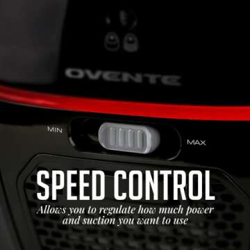 OVENTE Electric Vacuum Cleaner with Speed Control Suction, Adjustable Stainless Steel Wand and Autom...