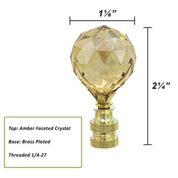 Aspen Creative 24007-31 Amber Faceted Crystal Lamp Finial in Brass Plated Finish, 2 1/4" Tall (1 Pack), RED