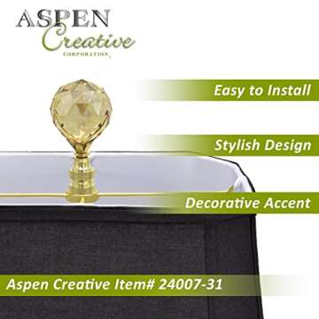 Aspen Creative 24007-31 Amber Faceted Crystal Lamp Finial in Brass Plated Finish, 2 1/4" Tall (1 Pack), RED