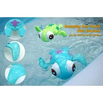 DUCKBOXX XX Wind-up Swimming Sea Turtles Bath Toy, No Battery Mold-Free Anti-Rust Interactive Montessori Toy for Kids 18M+ (3pcs)