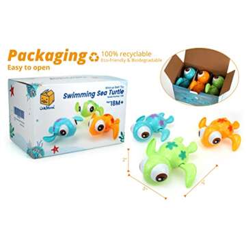 DUCKBOXX XX Wind-up Swimming Sea Turtles Bath Toy, No Battery Mold-Free Anti-Rust Interactive Montessori Toy for Kids 18M+ (3pcs)